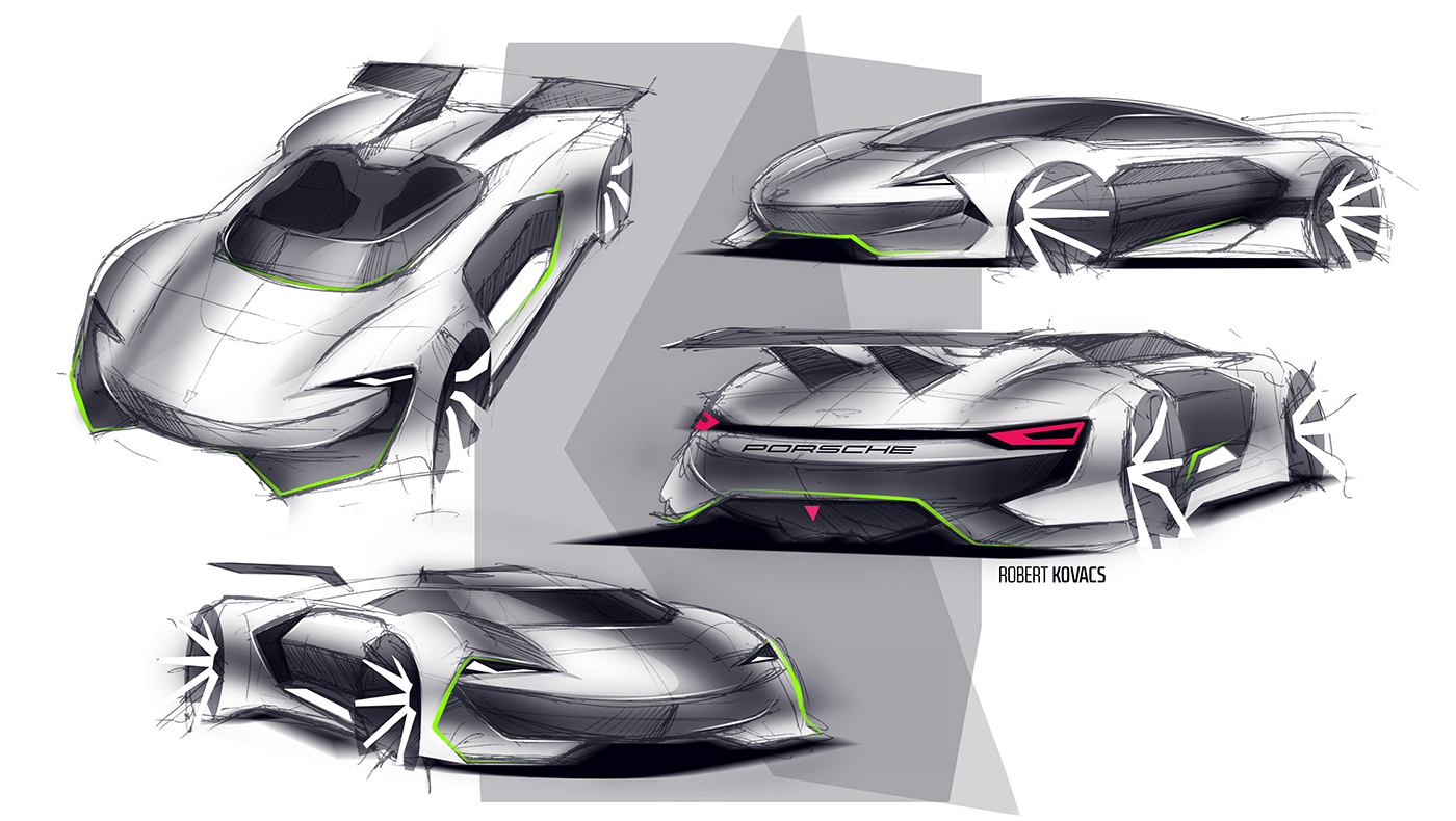 posrche gt vision concept sketch design car Auto race granturismo Transport