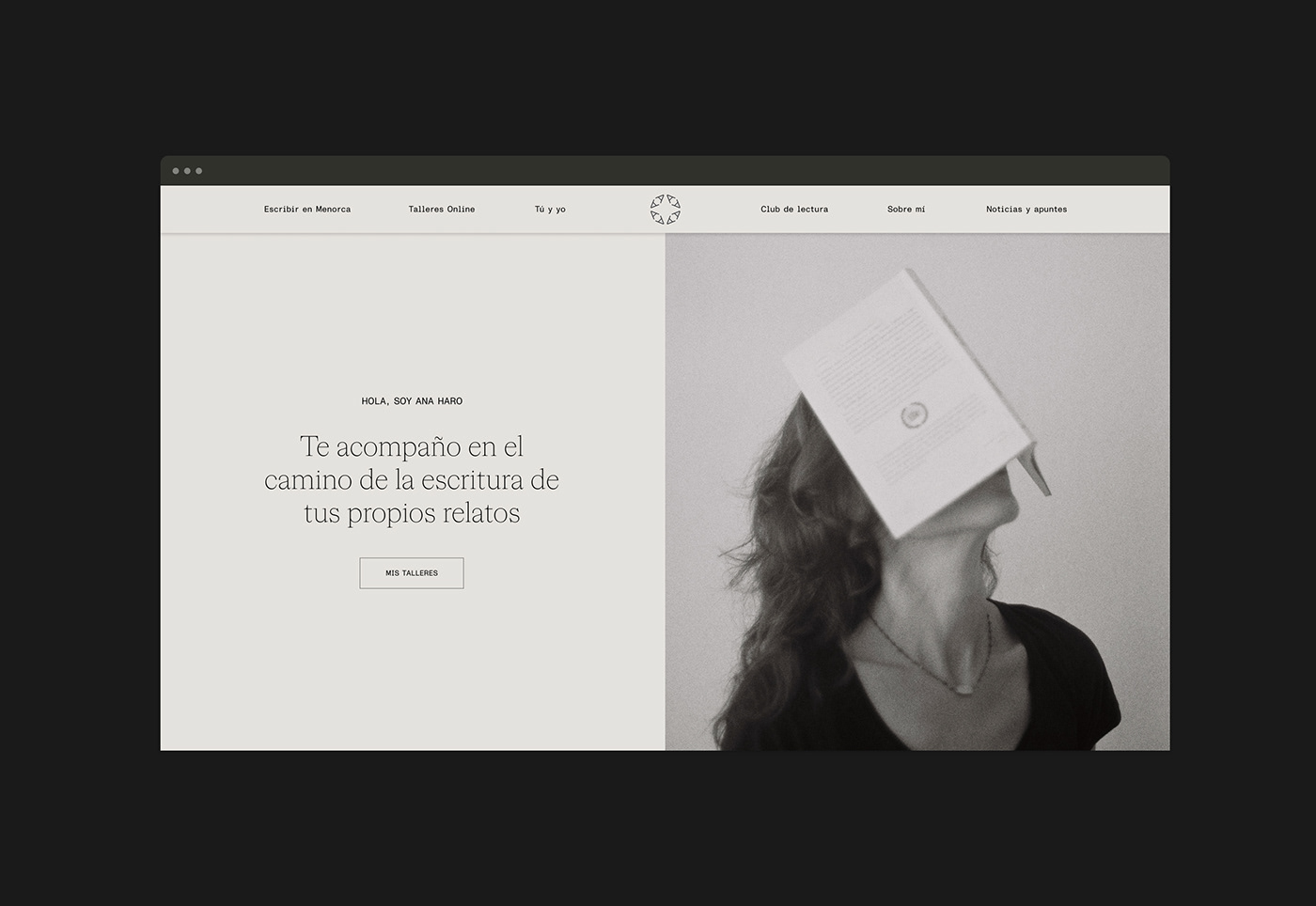 Ana Haro's website interface showcasing a minimal design by Unconform Studio