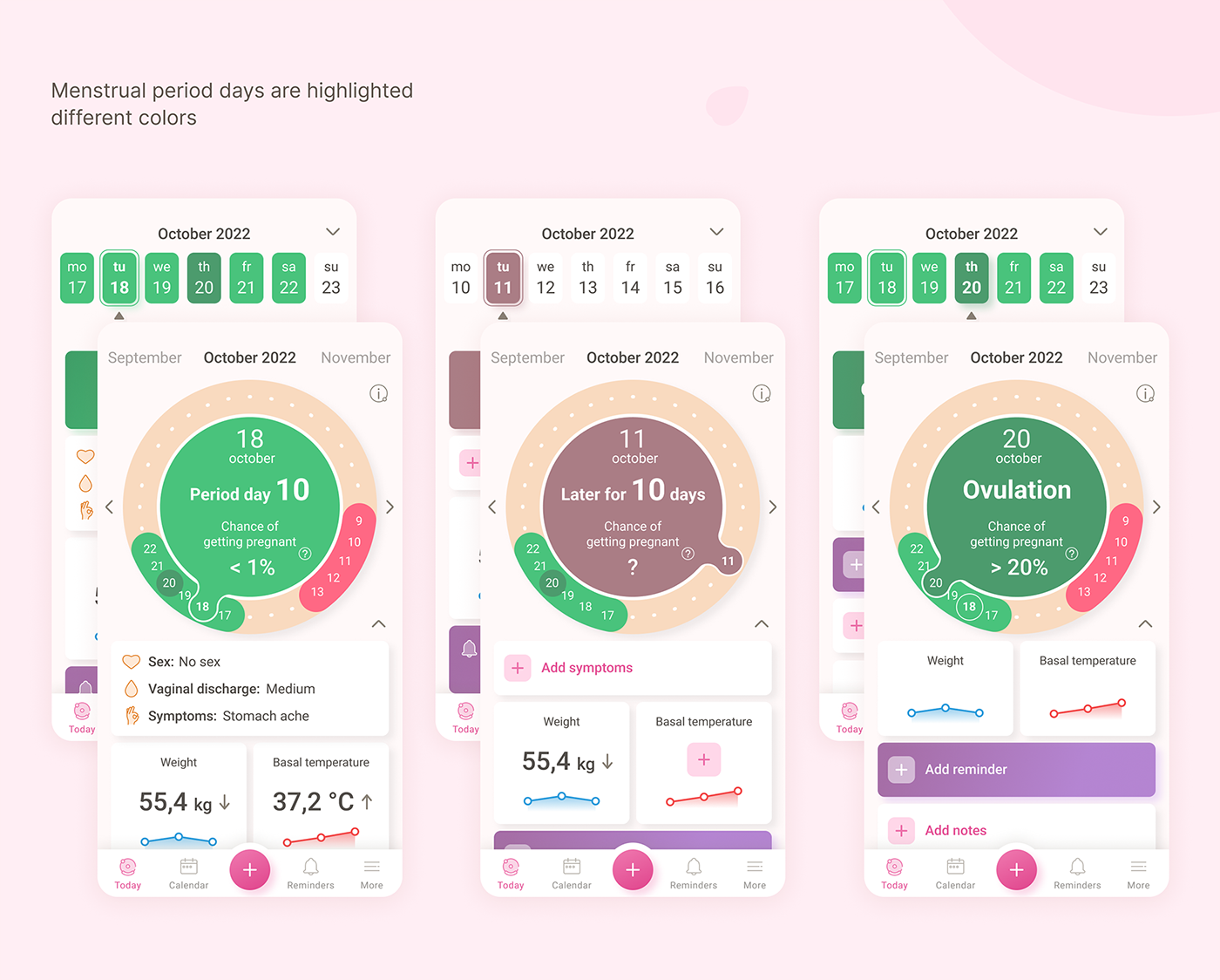 app app design calendar Figma Interface period tracker UI ui design ux women