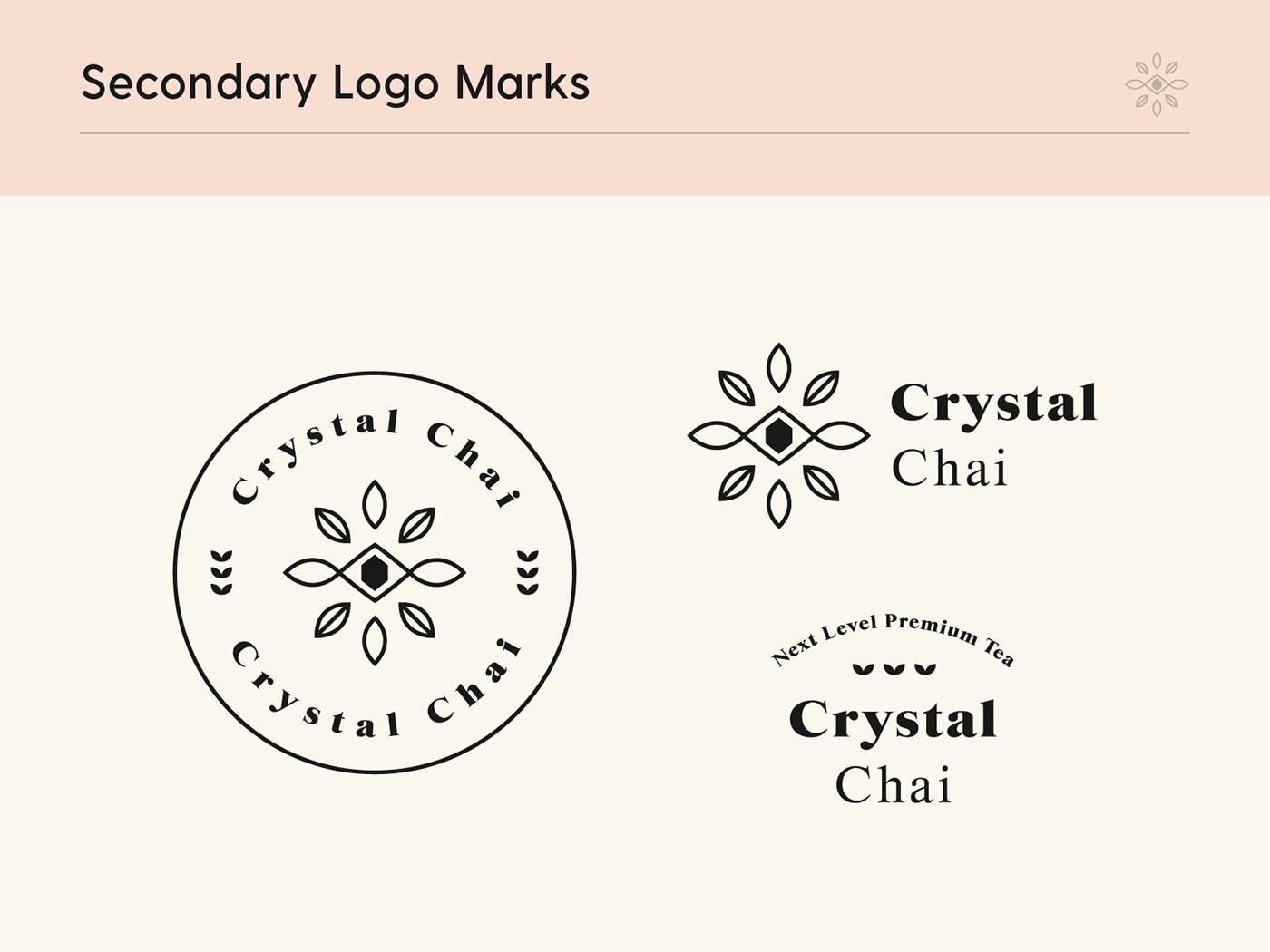 branding  Logo Design brand identity tea tea company crystal chai brand guide logos logo