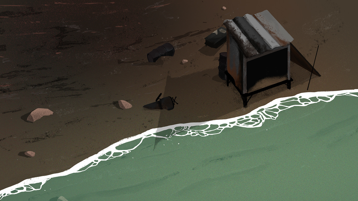 animation  background Catastrophe concept art Digital Art  digital painting endoftheworld Island reduction short anomation