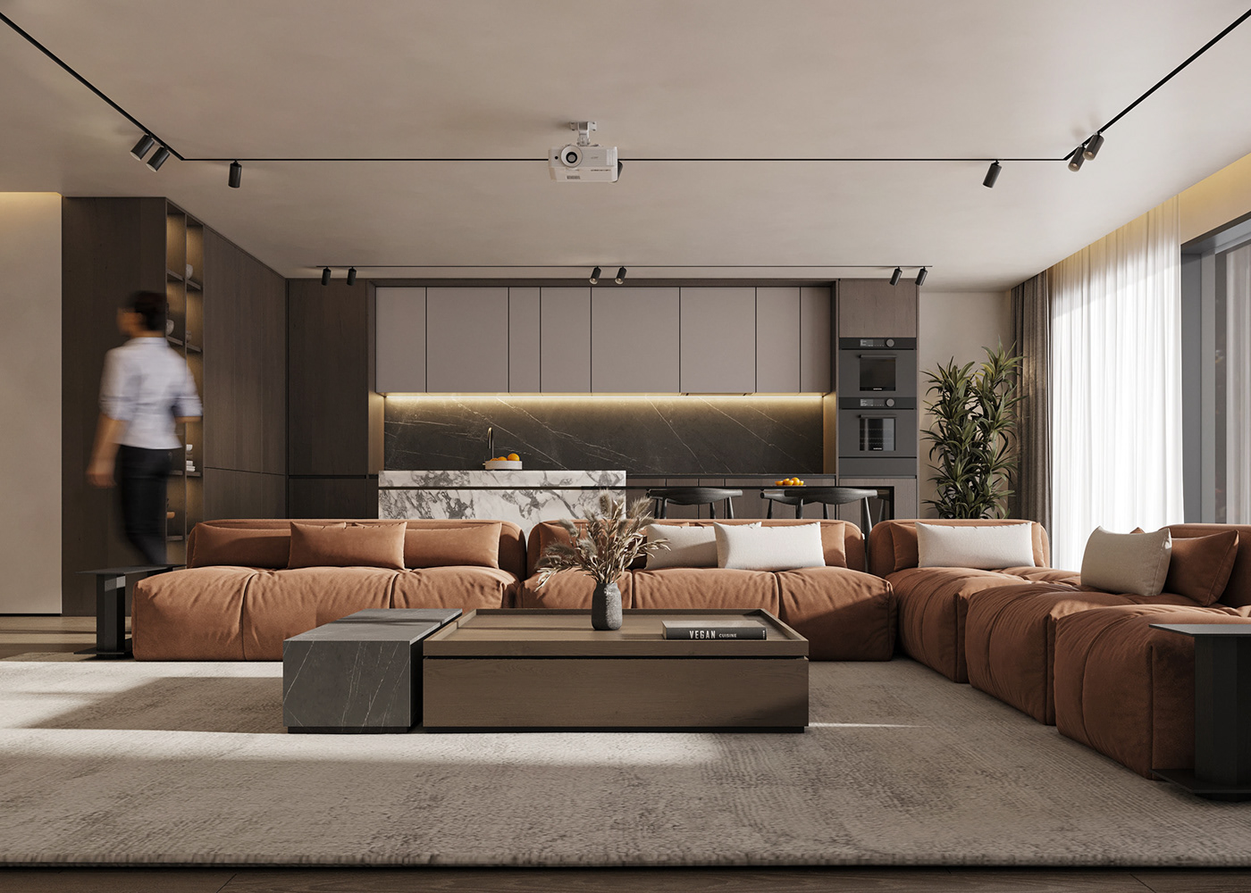 interior design  living room minimalist kitchen design Modern Design 3ds max corona render  visualization Render corona