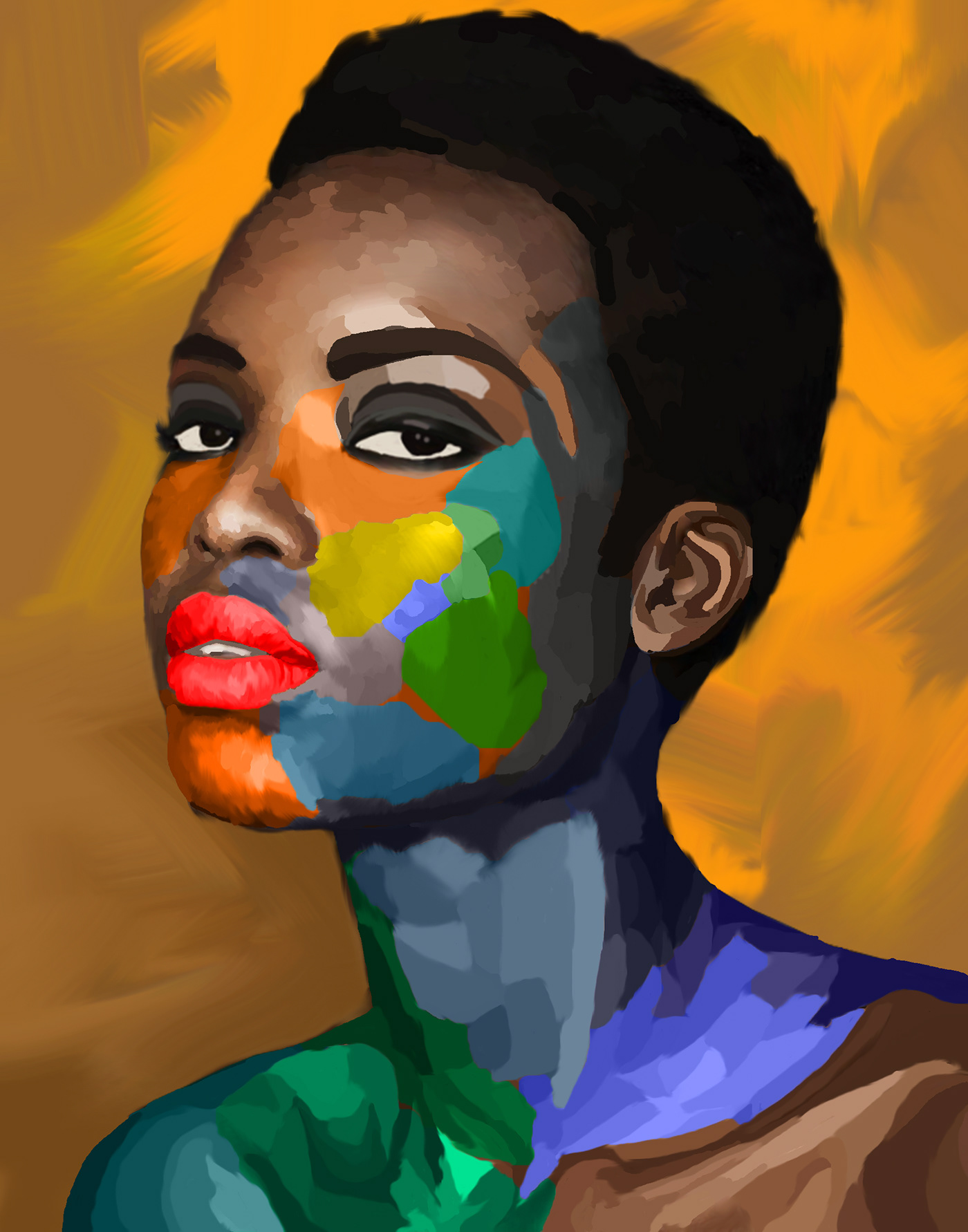 digital illustration digital colorful illustration portrait illustration portrait art work digital painting photo edit african american african women african women illustration