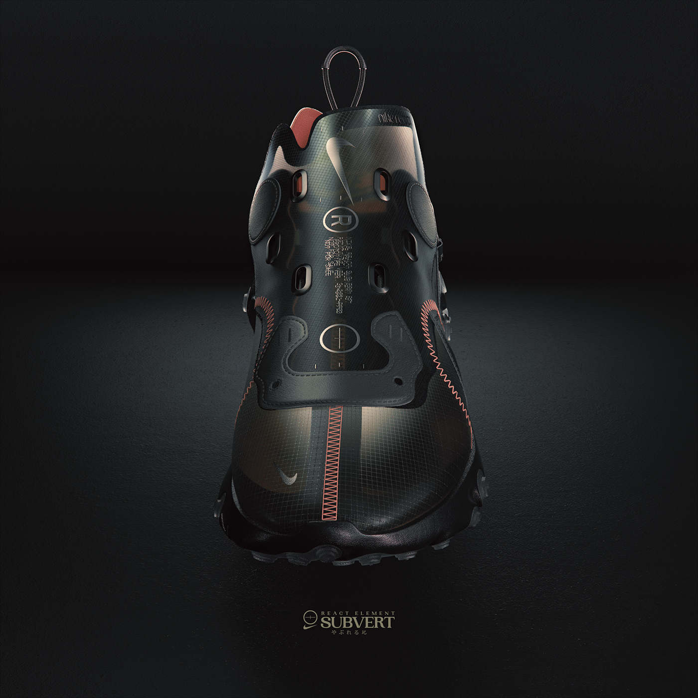 Nike footwear shoe industrial design  rendering product render Fashion  sneaker 3D Cyberpunk