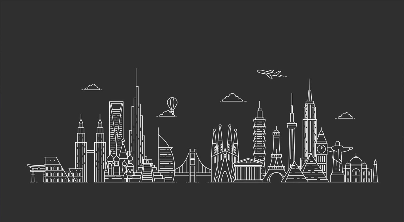 vector city map New York London world skyline Travel flat design Illustation