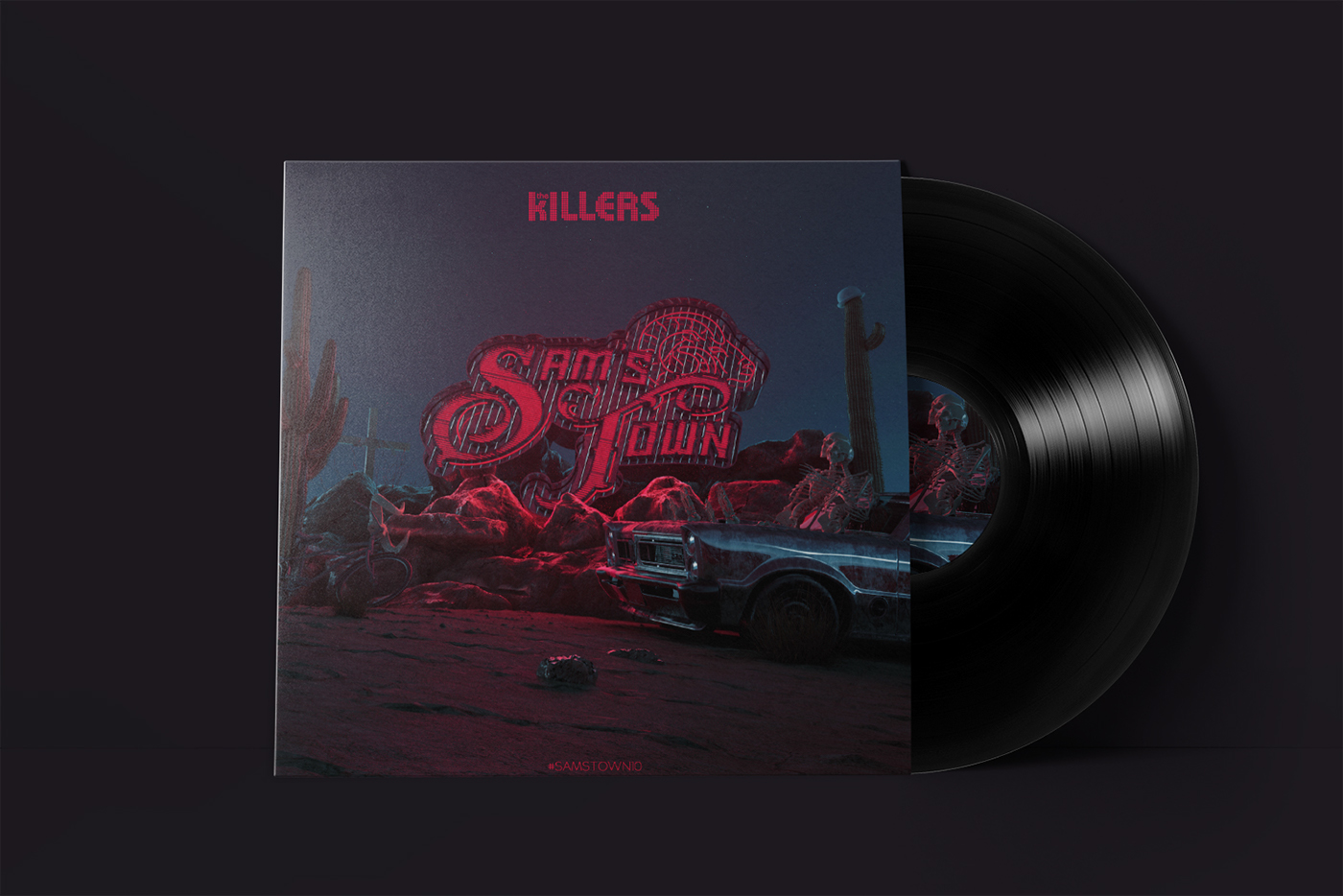 neon 3D The Killers Sam's Town arnold music album art brandon flowers typography  