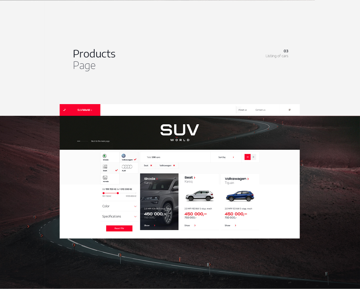 car suv Webdesign modern clean UI/UX luxury drive road minimalist