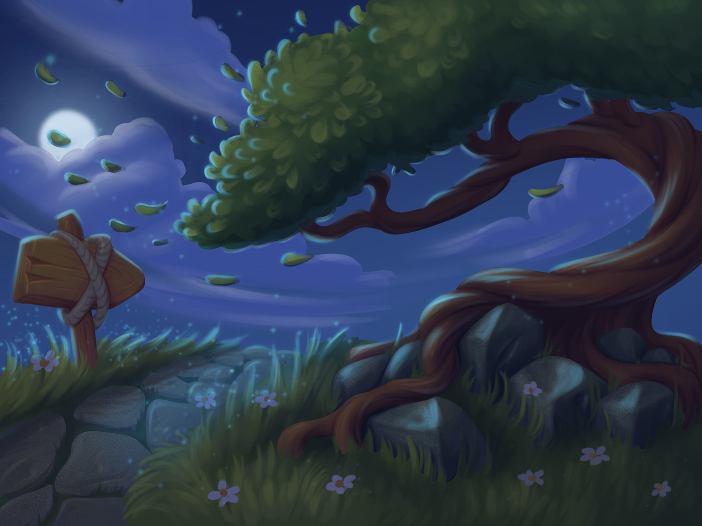 background game Nature scenery ILLUSTRATION  Game for Kids Day Evening night drawing process Illustration for a book book for kids For Kids Bookstore