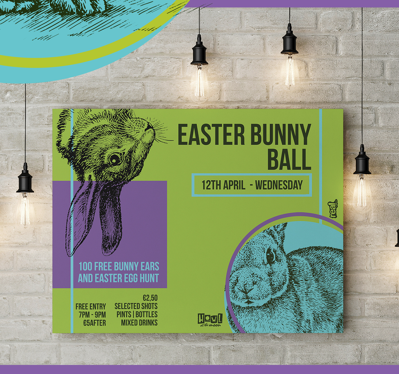 Easter bunny páscoa dublin party poster ILLUSTRATION  facebook art desing