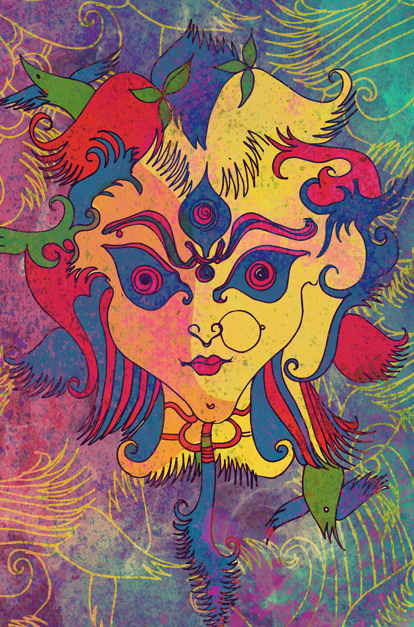 Indian Goddess God ILLUSTRATION  mixedmedia painting   digitalpainting Drawing  krishna BAJRANGBALI luciddreams
