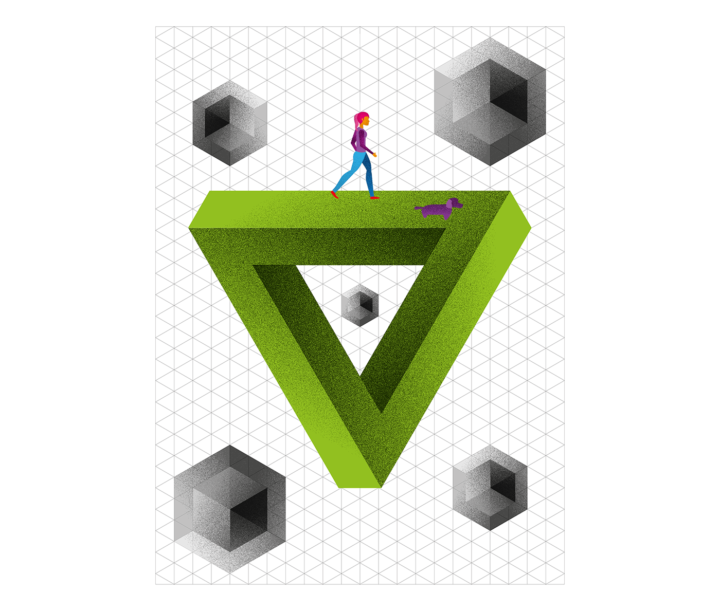 cube dog geometry girl green impossible infinite penrose triangle walk