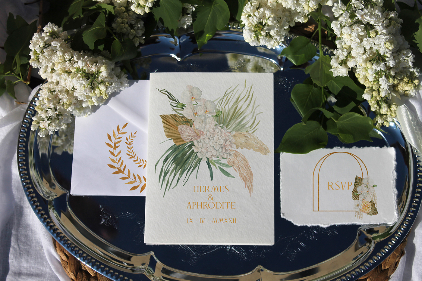 Ancient Greece themed wedding stationery