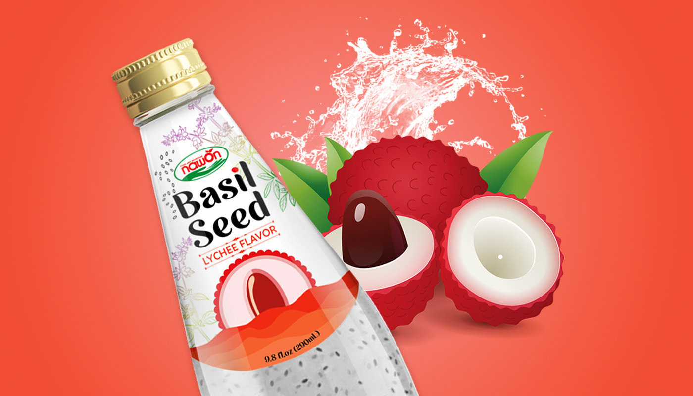 Basil Seeds Label drink Fruit juice juice drink Label label design Mockup Packaging product packaging