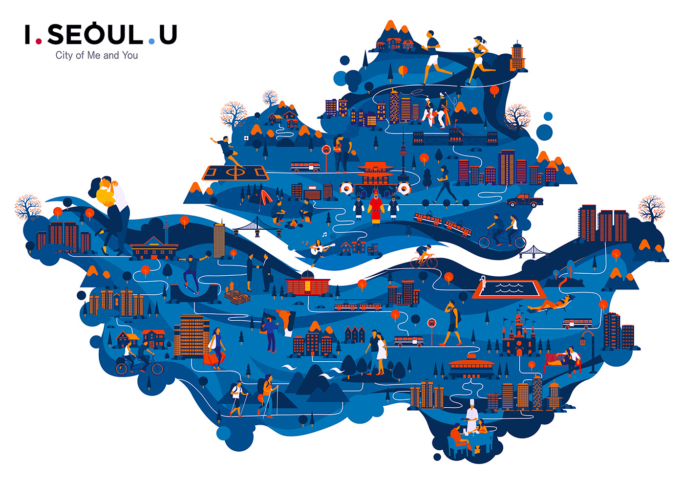 artwork city design illust ILLUSTRATION  Illustrator Korea map seoul