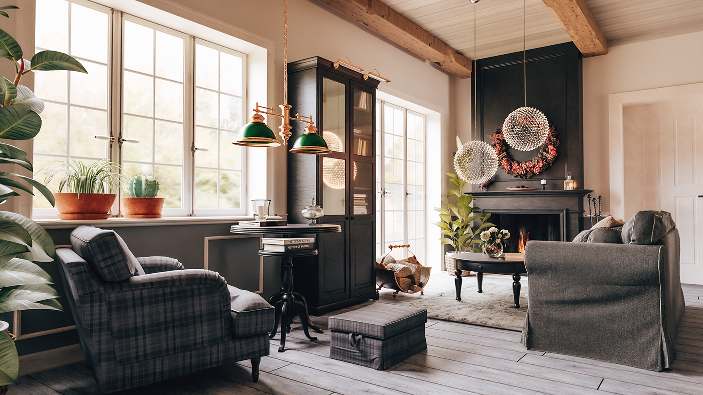 3D architectural archviz ikea furniture  interior design  living room photorealistic Render rendering visualization