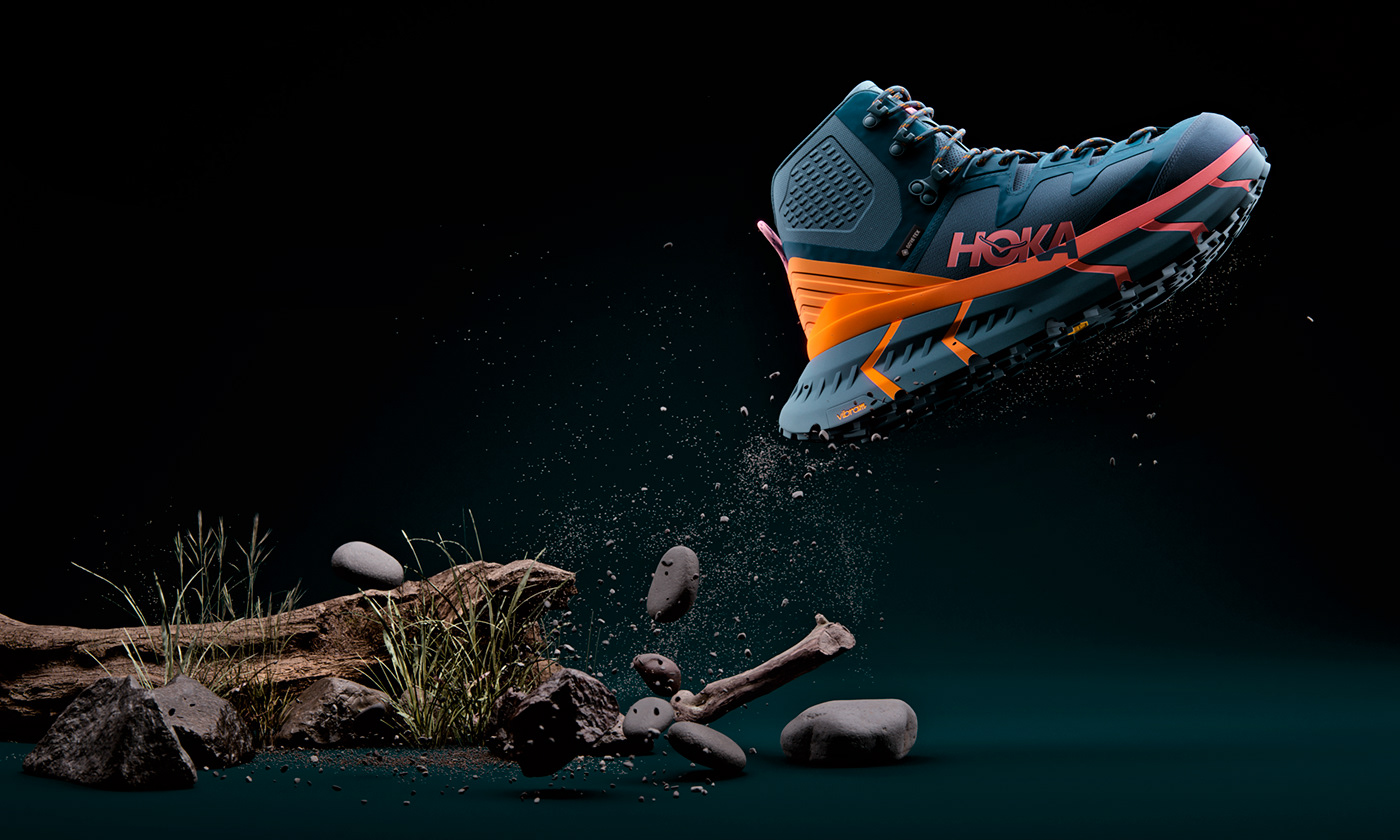 3D CGI footwear Product Photography shoes still life studio hiking running