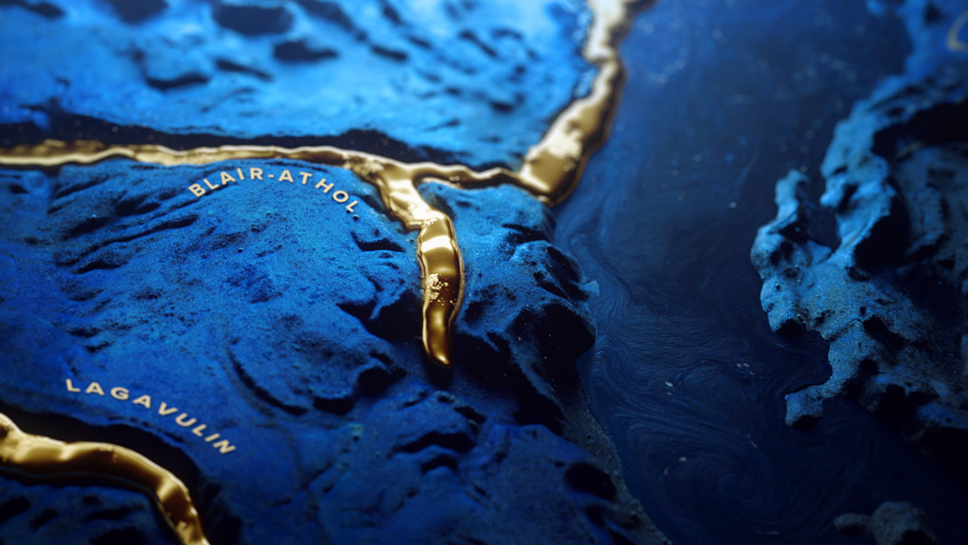animation  blue blue label branding  CG gold Johnnie Walker Landscape scotish Whiskey
