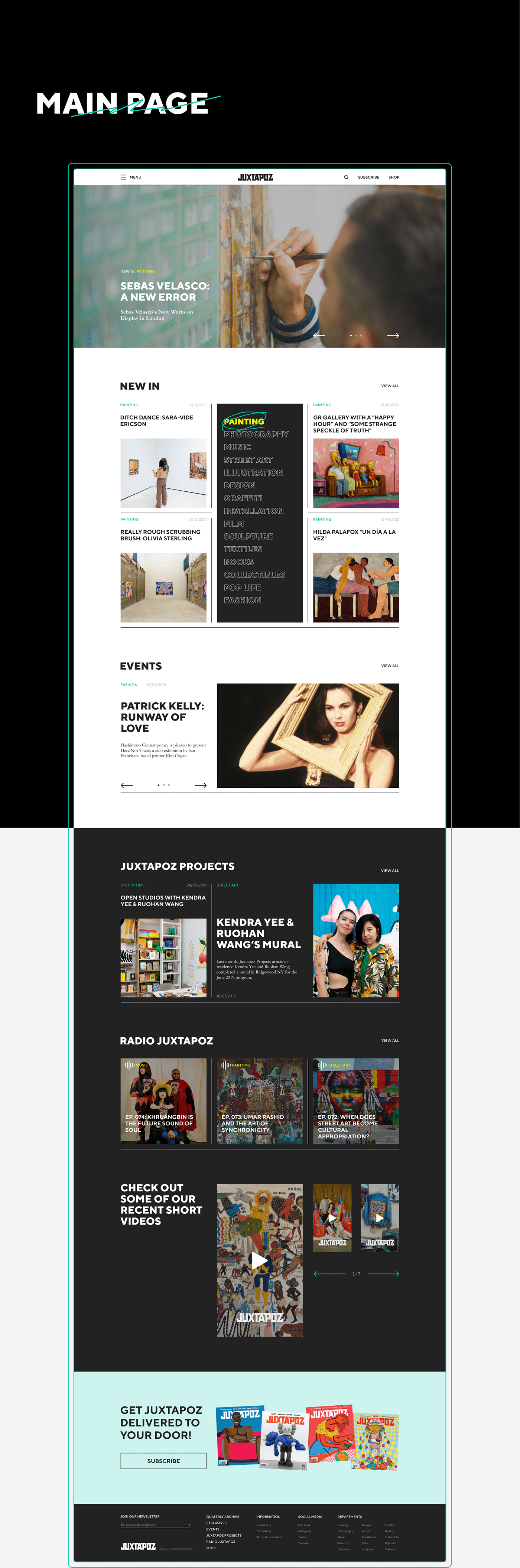 Figma Juxtapoz magazine Magazine Site news site user interface ux/ui Web Design  Website redesign