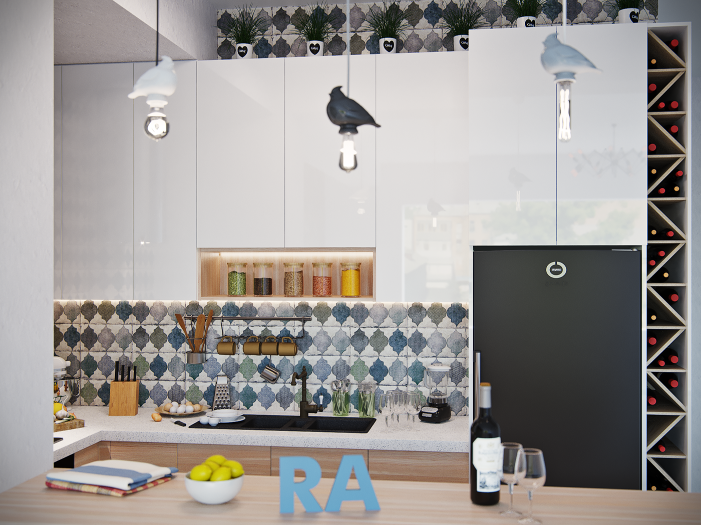 kitchen 3d Visualization 3ds max design design studio RA Interior Visualization студия дизайна дизайн кухни 