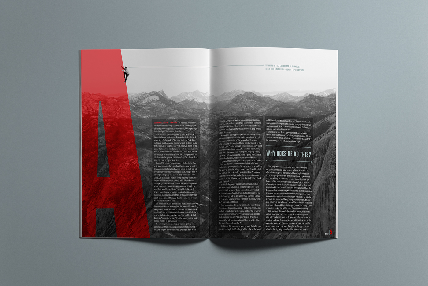 red Mountain Climbing magazine black and white publication design typography  