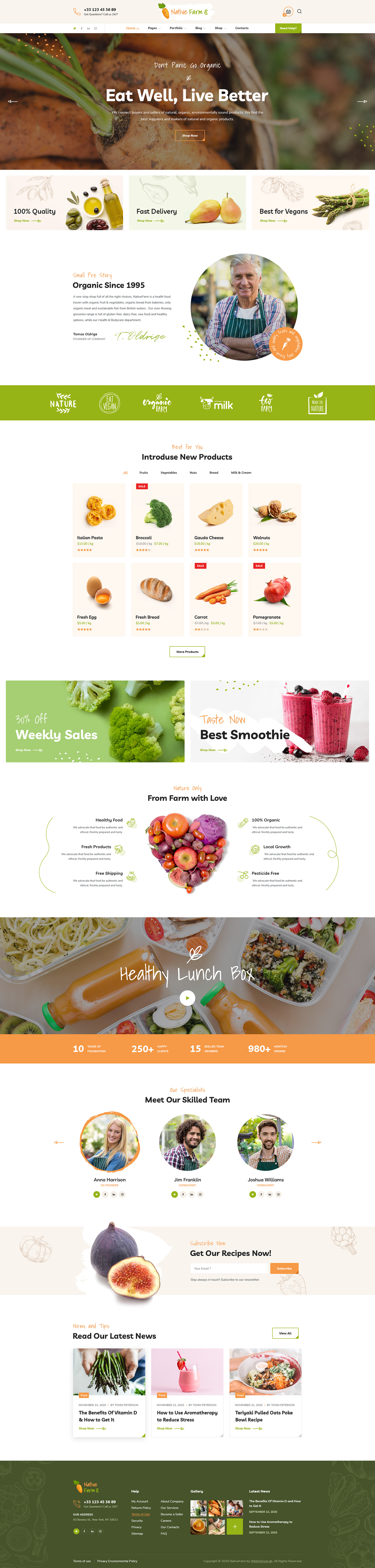delivery farm Food  green Health Nature organic UI ux Webdesign