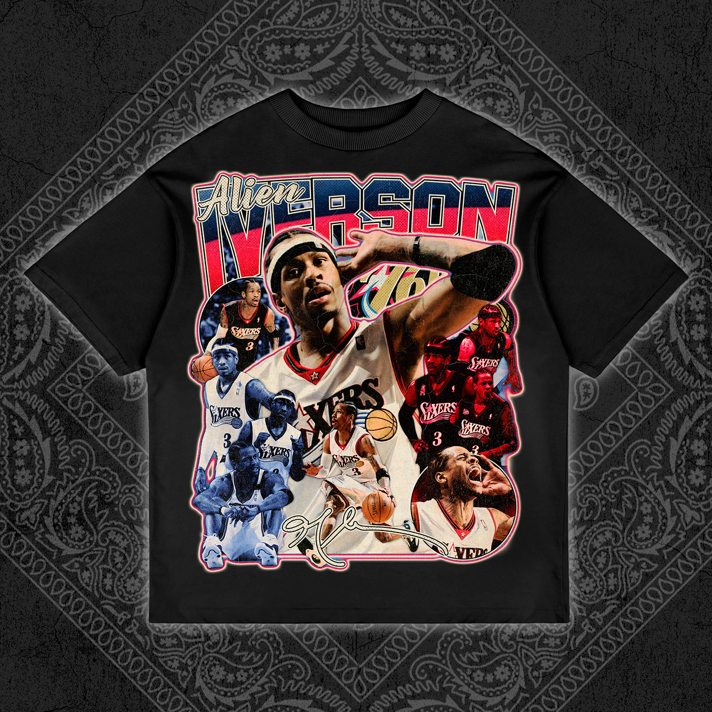 Bootleg Design bootleg tee tshirt vintage Iverson basketball 76ers Alien Iverson booteleg NBA