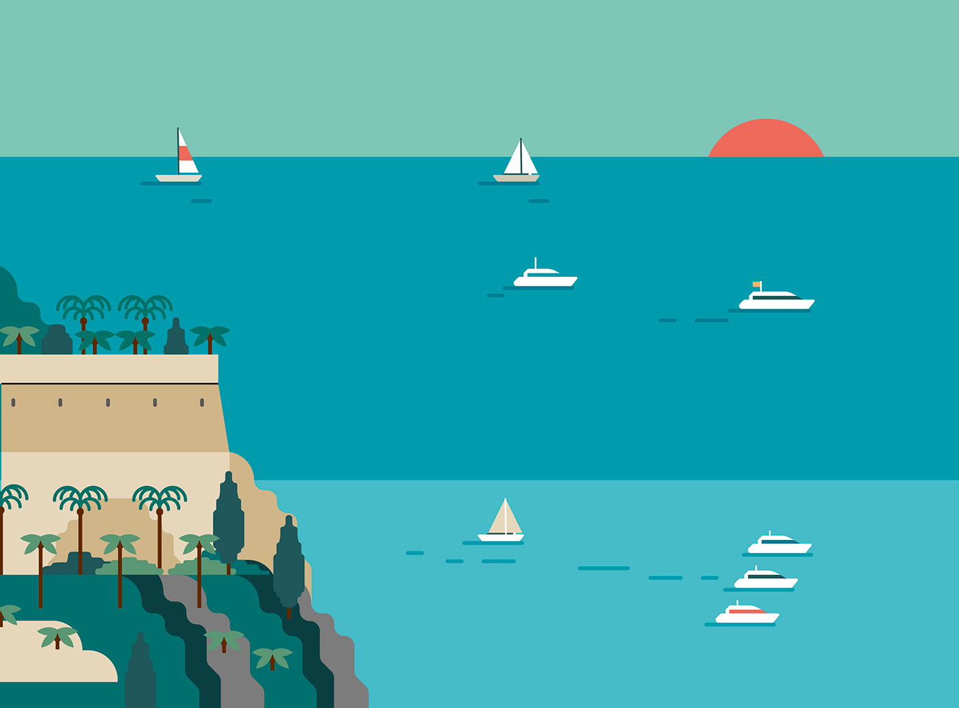 infographic map icons ILLUSTRATION  sea port Monaco boat international magazine