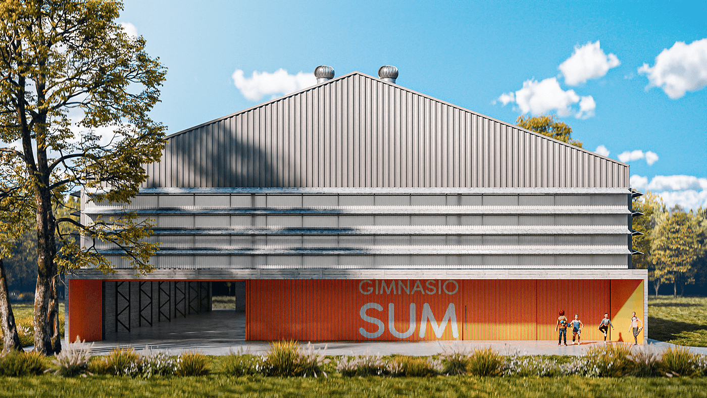 3D Render architecture design archviz gymnasium school argentina gym
