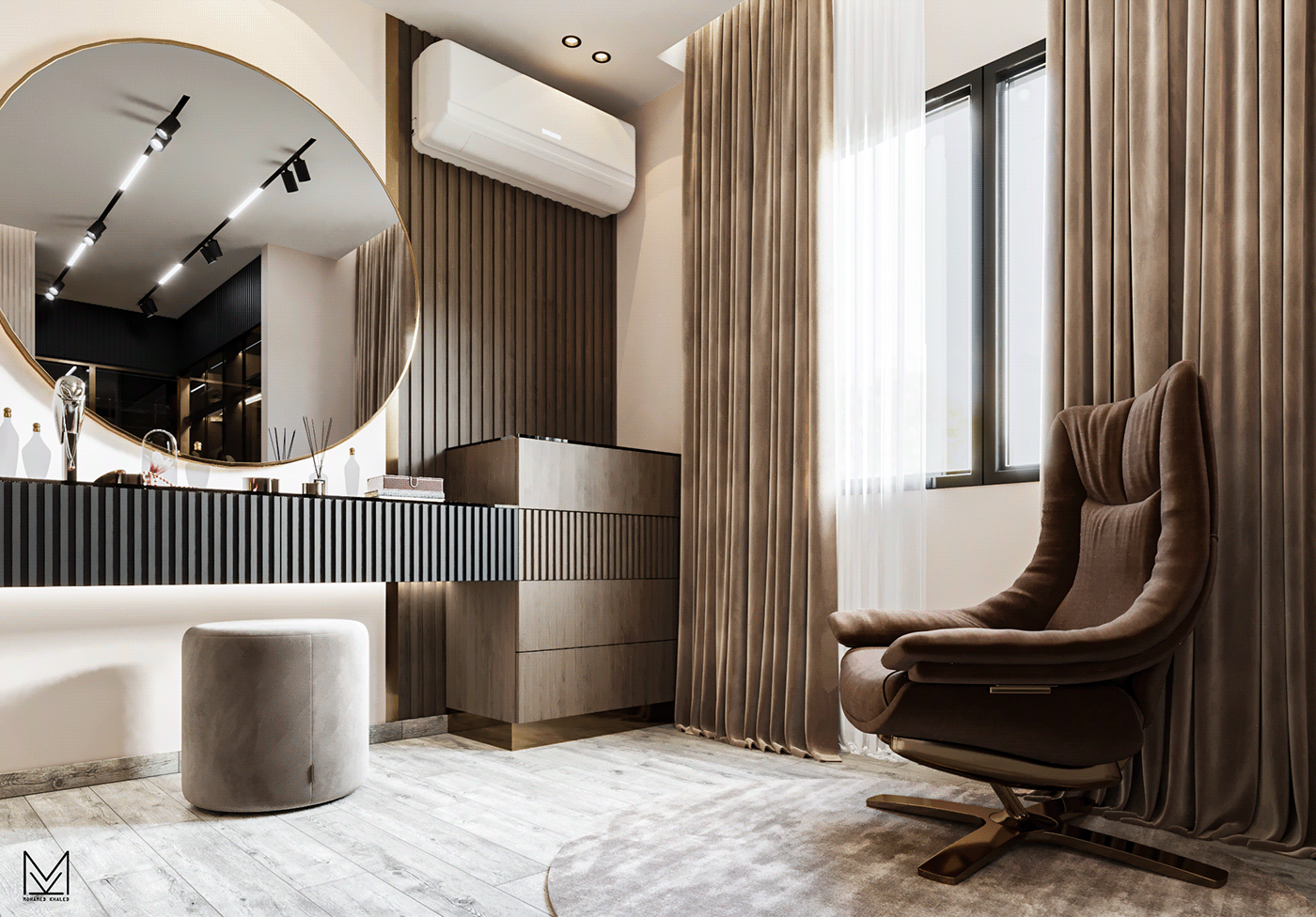 bedroom interior design  master bedroom luxury wood Wabi Sabi living room Villa visualization modern