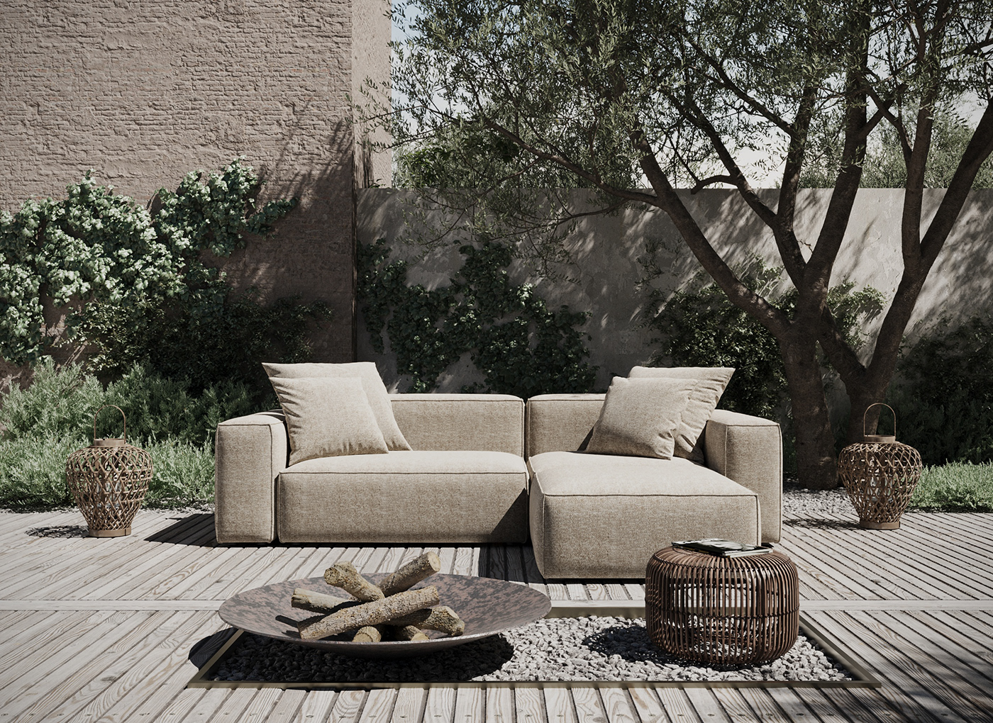 outdoor sofa 3d rendering