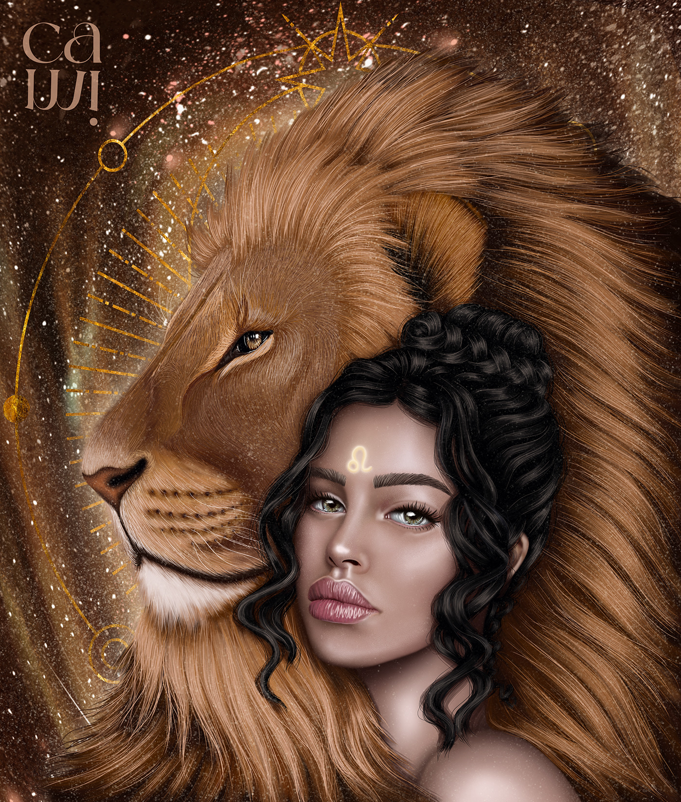 art artist Digital Art  digital illustration digital painting Drawing  fantasy ILLUSTRATION  lion portrait