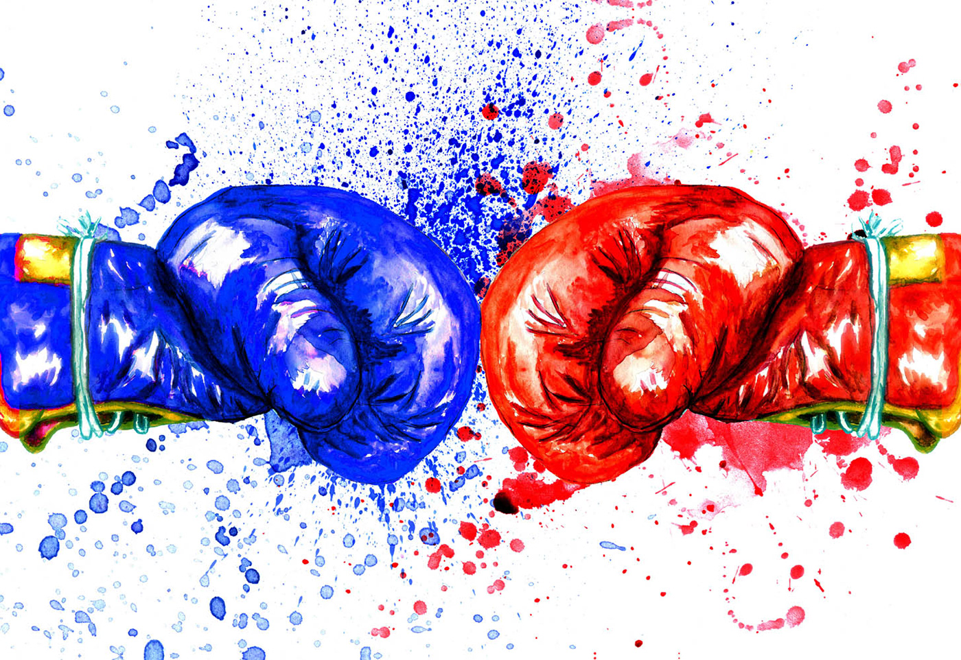 box Boxing Boxing gloves design home decor red and blue sport tee tshirt watercolor