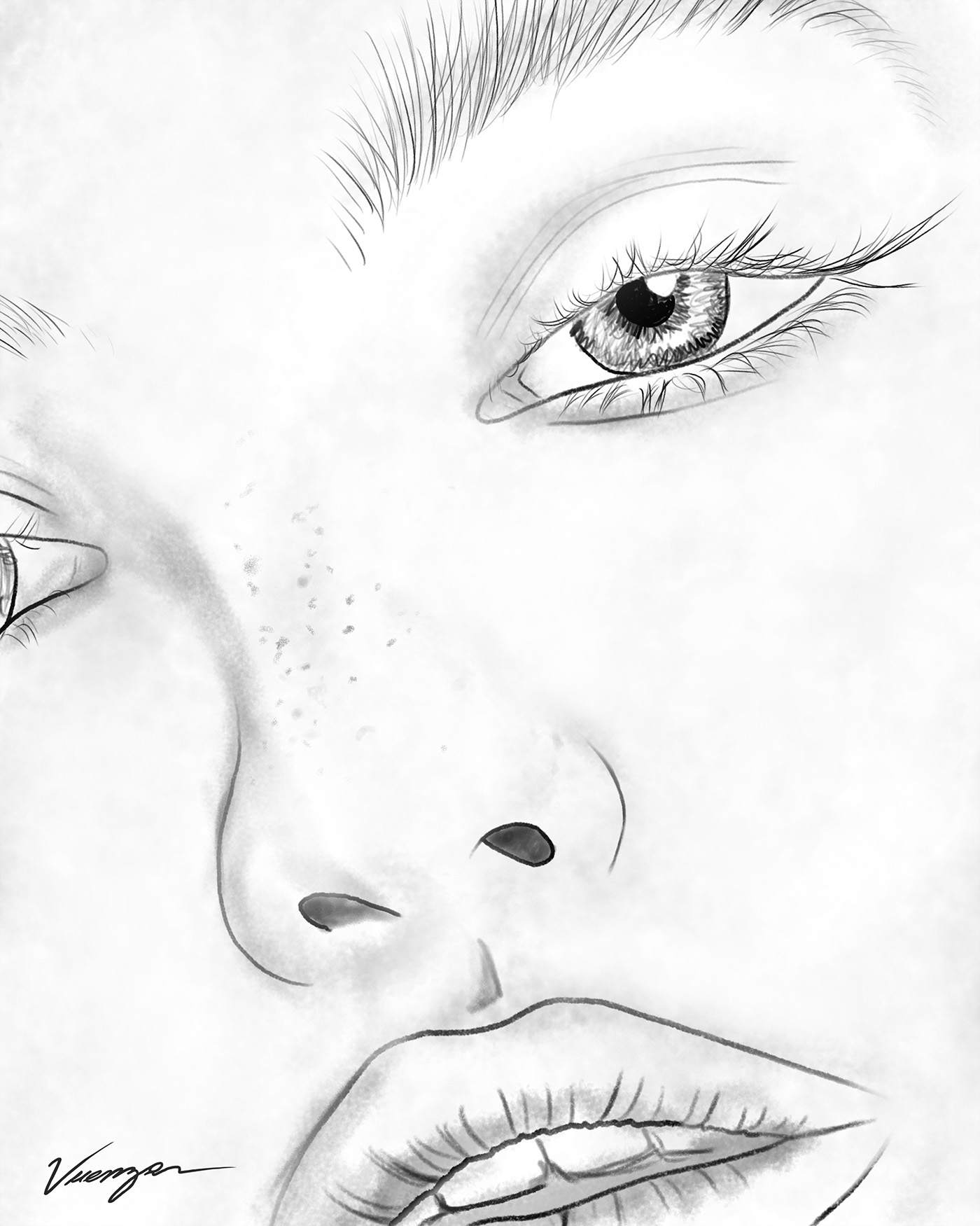 vuenza camilogiraldo sexy girl Draft craft pencil ilustration face eyes