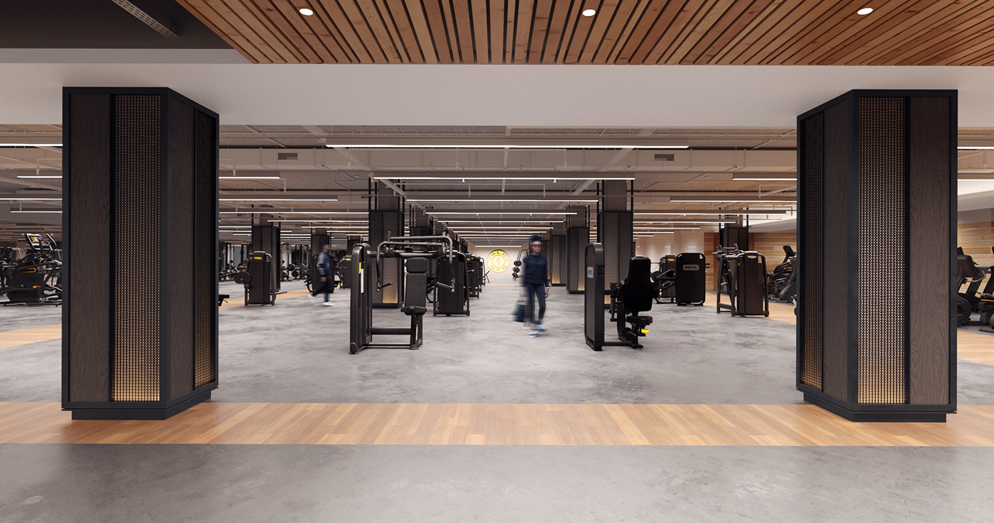 architecture design interior design  visualization minimalist industrial gym fitness modern reception