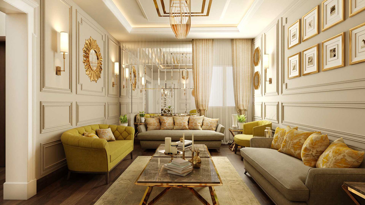 #seating room #livingroom #yellow #golden #beige #sofa