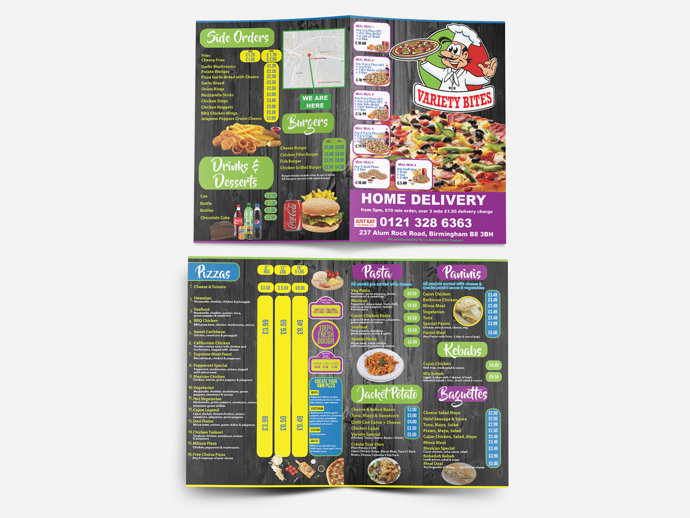 Folded leaflets leaflets Advertising  menu A4 folded Menu Leaflets