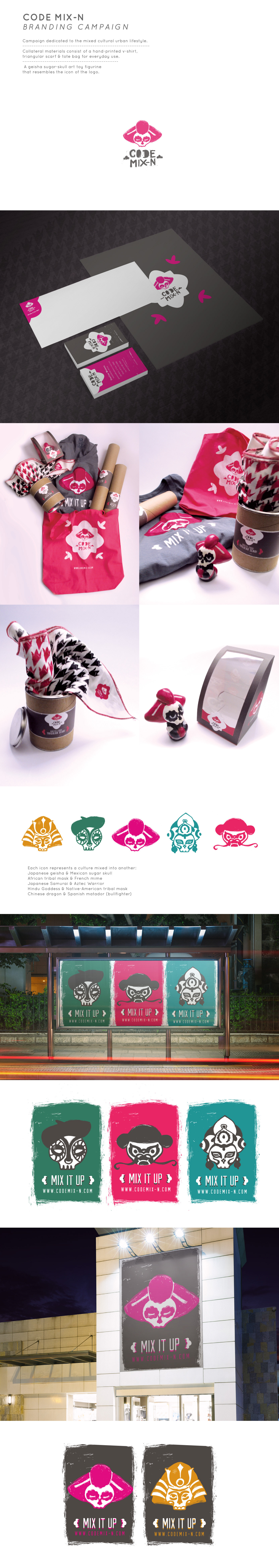 urban packaging branding geisha sugarskull Serigraphy scarf art toy toy totebag t-shirt