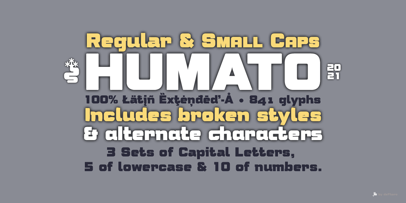 Humato Family fonts, Small Caps & Broken Styles
