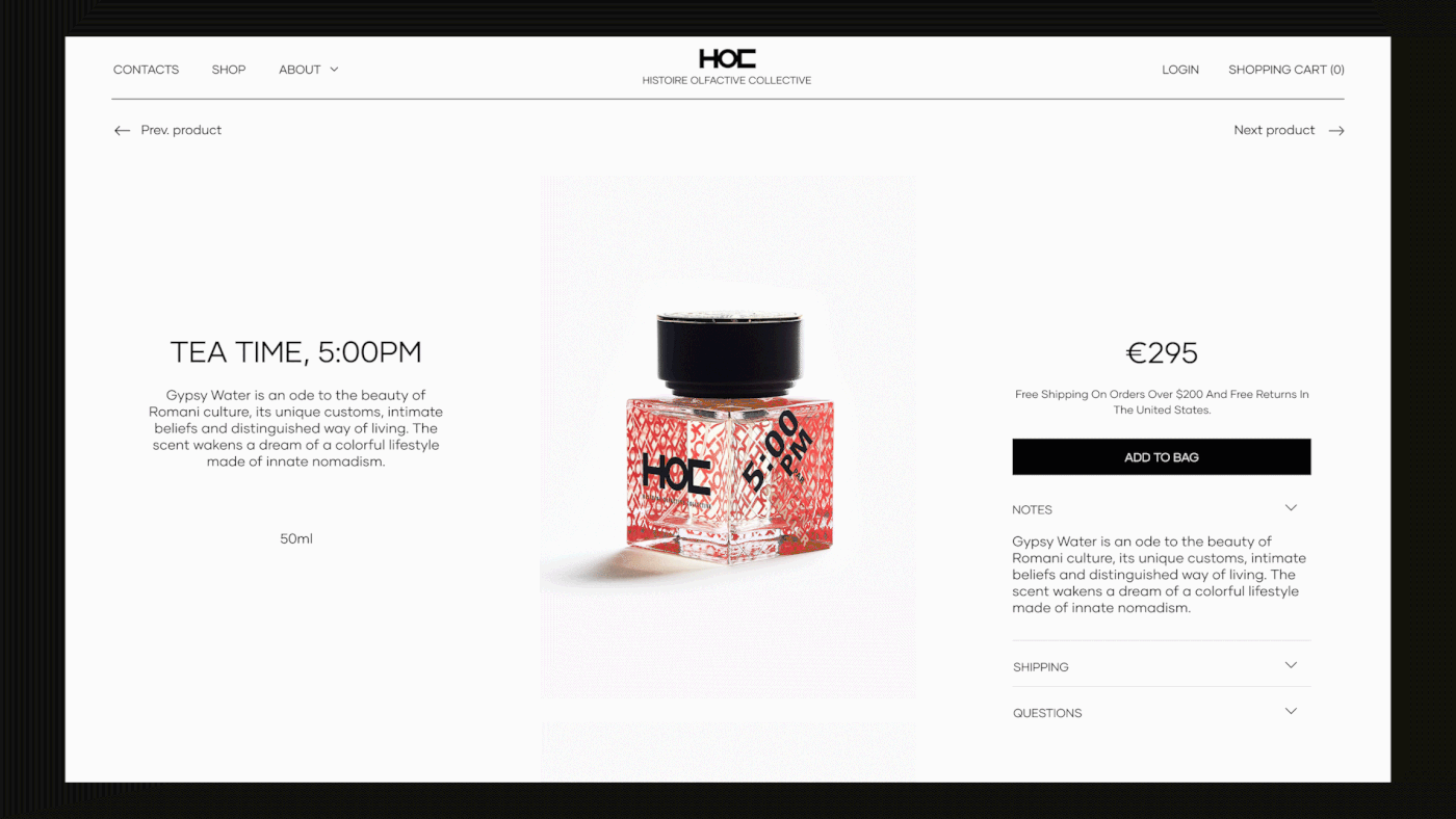 parfume Fashion  Ecommerce Layout Style UI art direction 