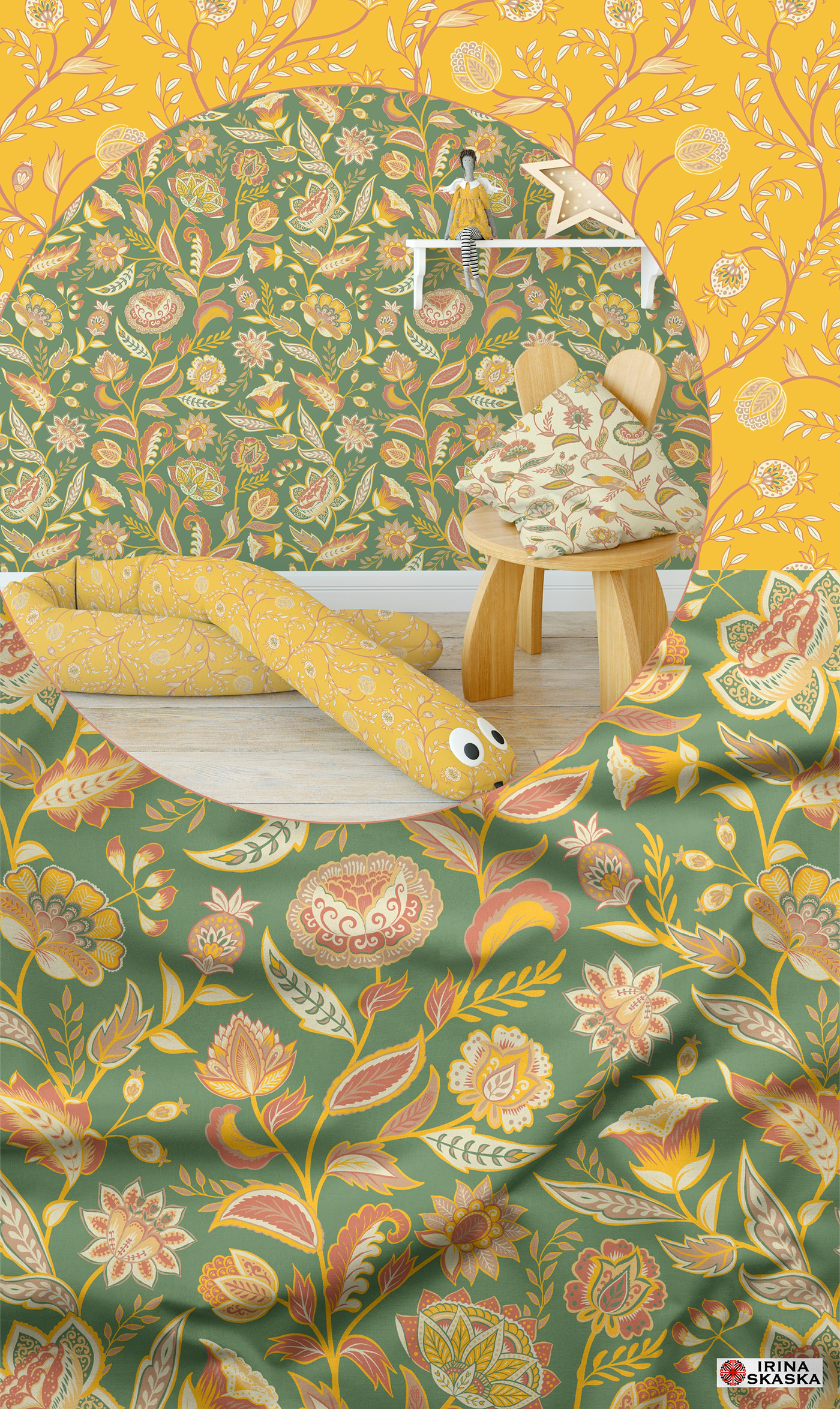Digital Art  floral motifs Jacobean Embroidery seamless pattern summer T-Shirt Design textile vector vintage wallpaper