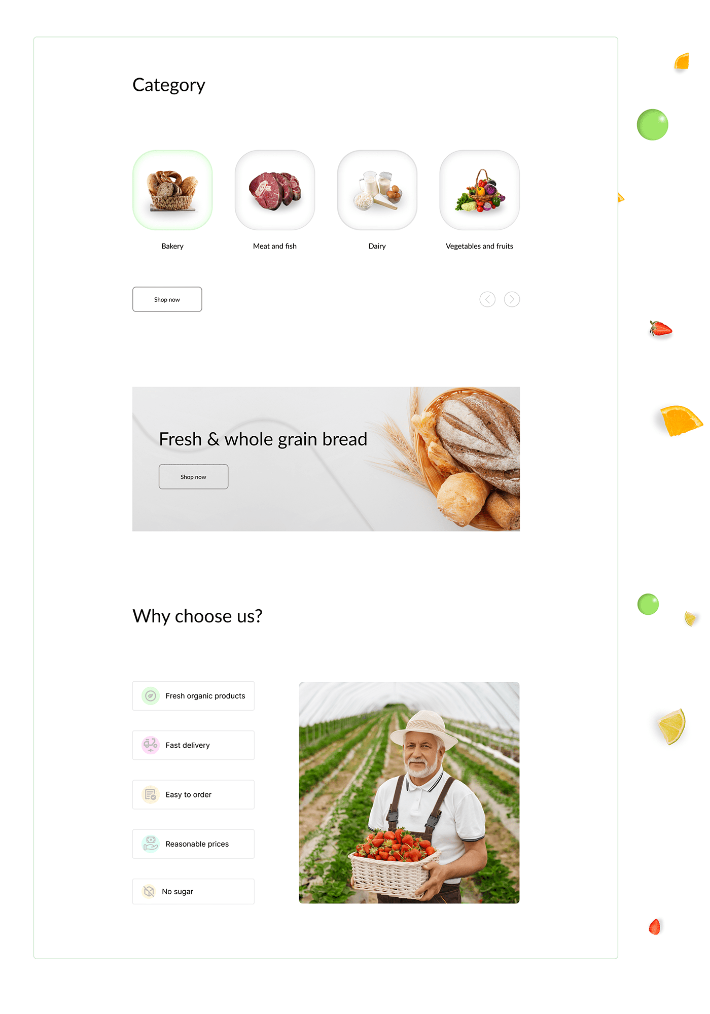 Figma Food  graphic design  Grocery Logo Design shop store UI/UX user experience Web Design 