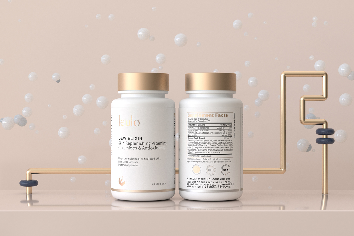 supplement vitamin skincare Packaging branding  California skin golden beauty