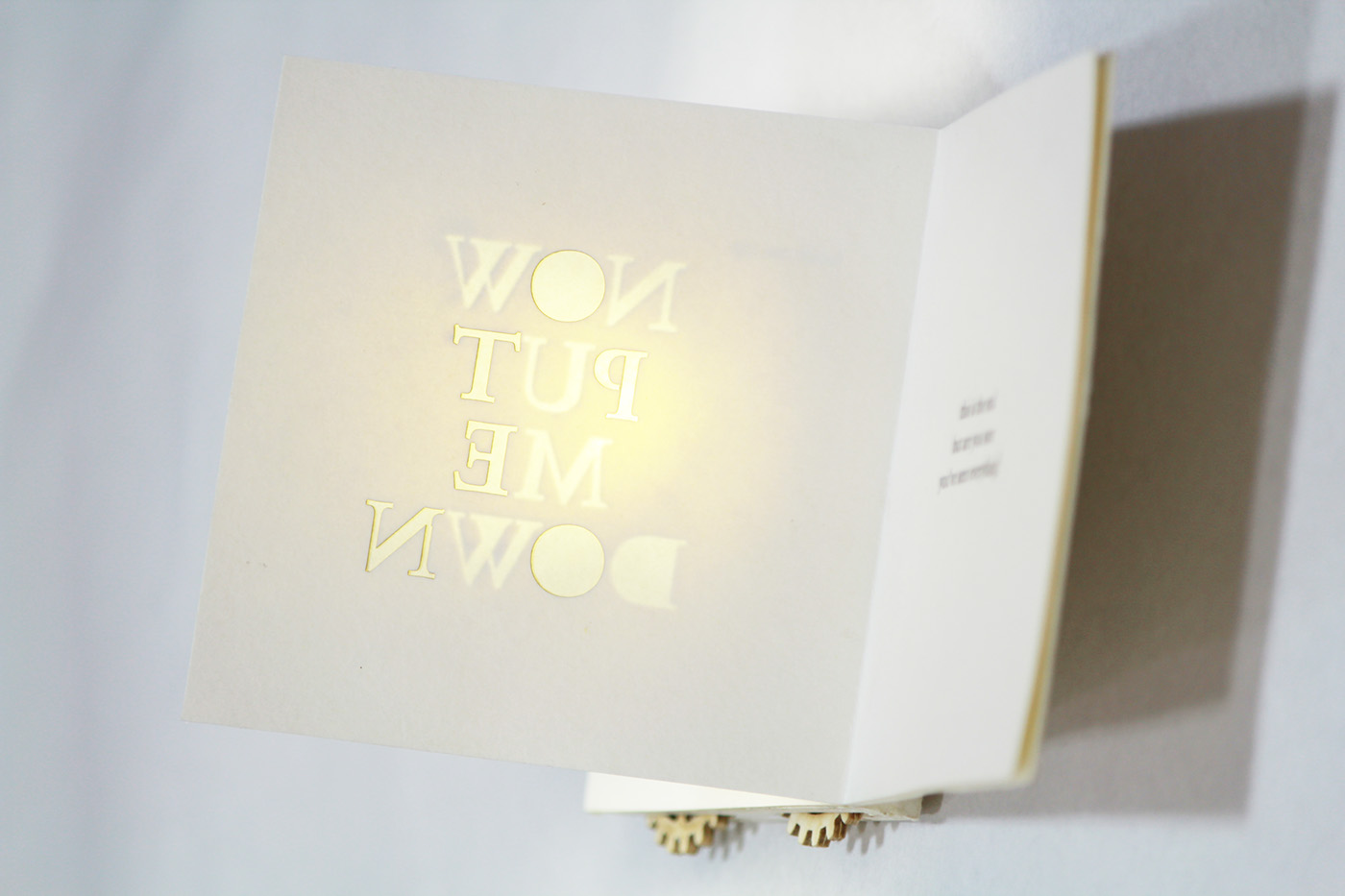 Sabon typeface specimen print Lasercut interactive Booklet