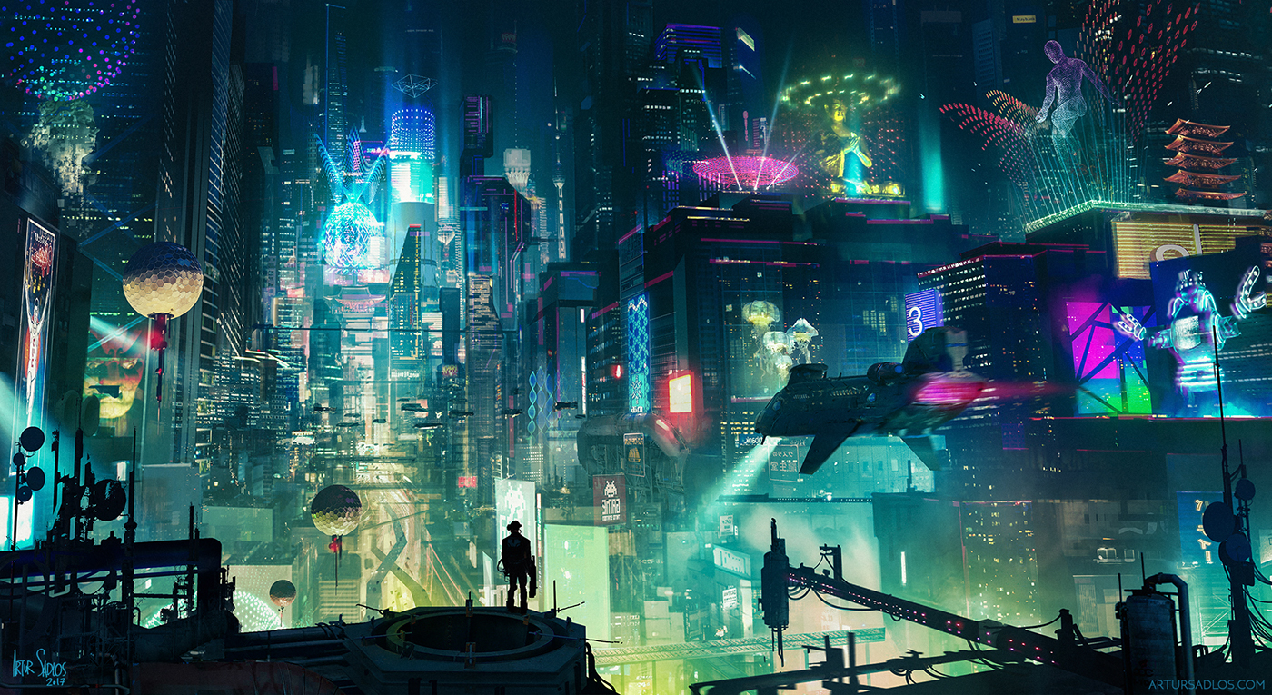 Cyberpunk future Scifi futurisctic city tokyo neons Bladerunner akira GitS