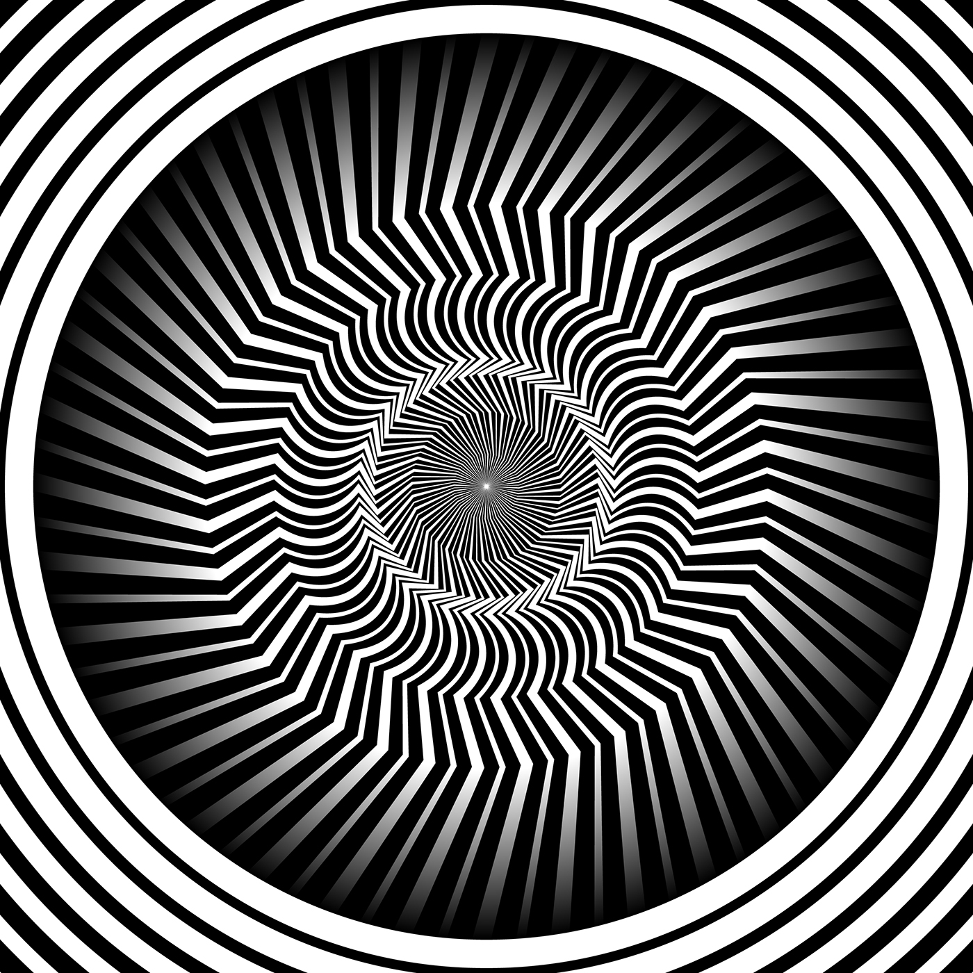 circles daily vector art design b & w geometric illusion opart optical