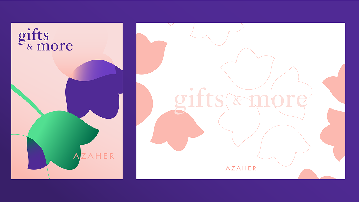 Azaher branding  feminine Flowers gifts green identity logo pink shop