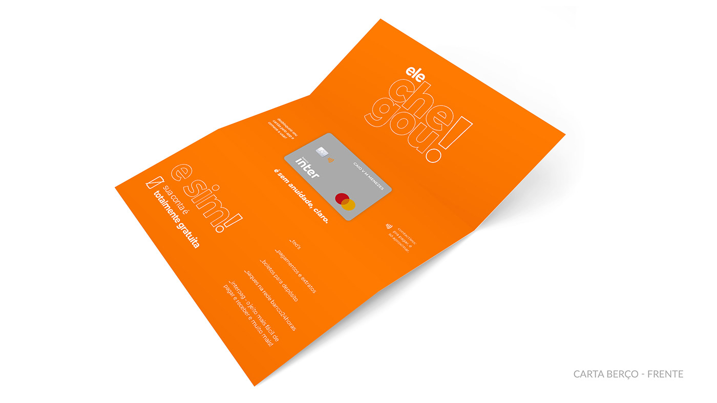 cartão de crédito Banco Inter Banco Digital papelaria carta-berço Carta mala direta branding  design