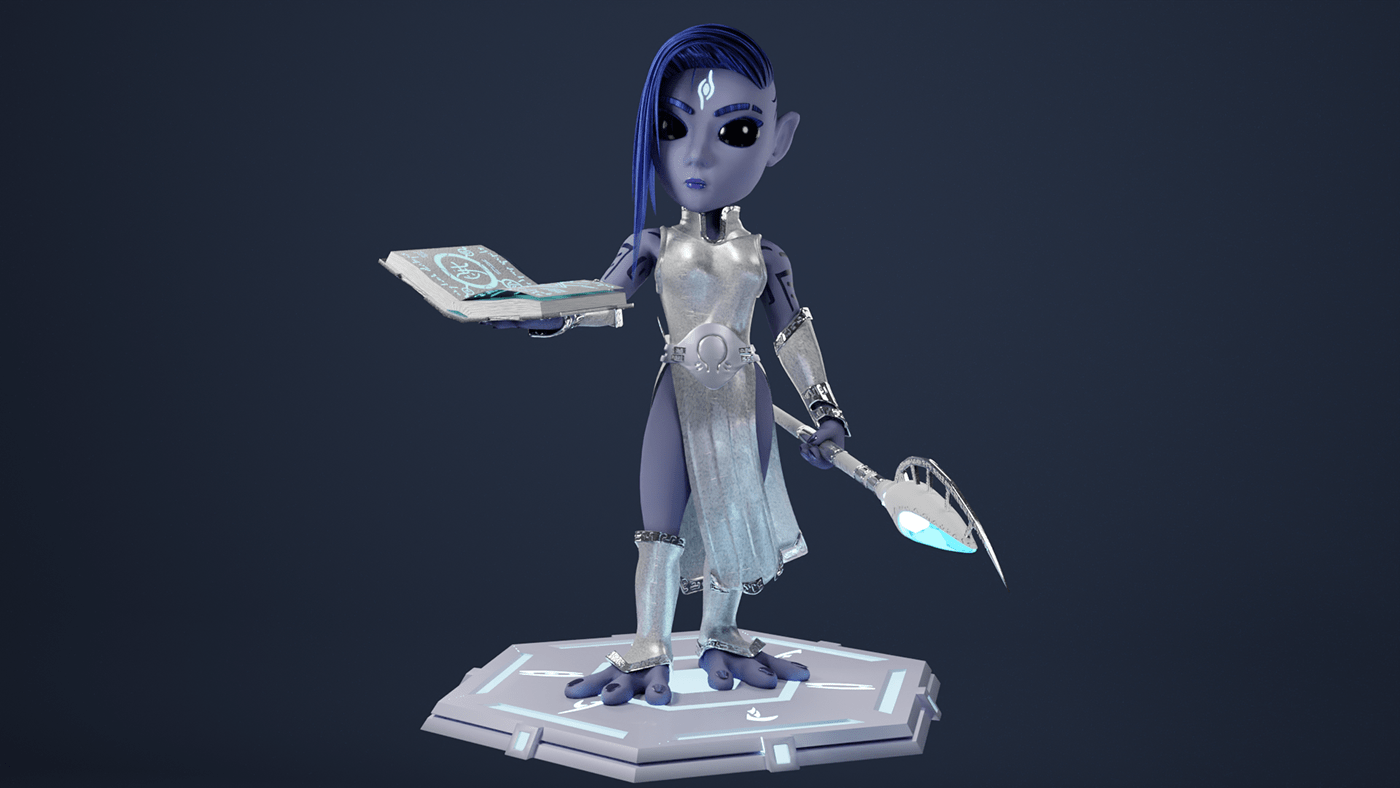 3d sculpting blender characters fantasy HardSurface Render scyfy stylized character texture UVmapping