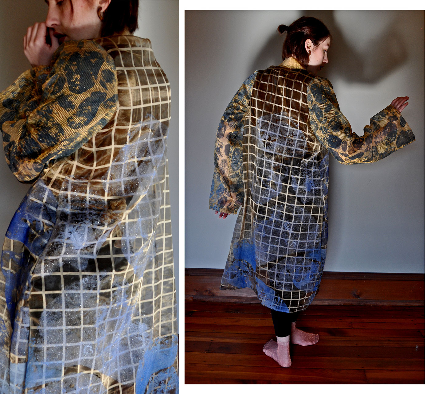 silkscreen Textiles pattern rock print chiffon costume jacket