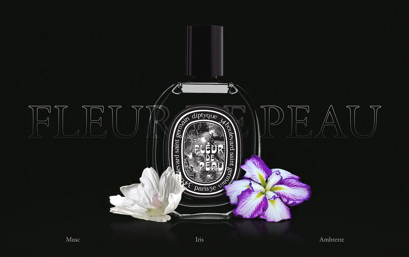beauty diptyque Fleurs Flowers keyshot Keyvisual luxury parfum peau shooting